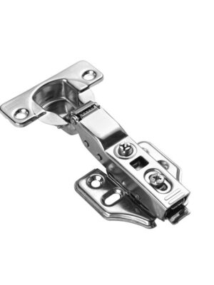 银色中弯-白底 Stainless Steel 2-Stage Force Hydraulic Soft Close Half Overlay Cabinet Hinge